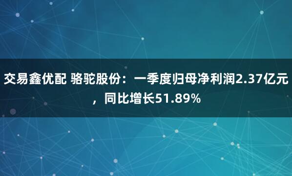 交易鑫优配 骆驼股份：一季度归母净利润2.37亿元，同比增长51.89%